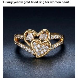 New 14k Yellow gold filled zircon heart ring